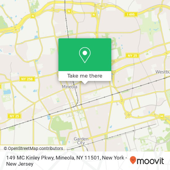 Mapa de 149 MC Kinley Pkwy, Mineola, NY 11501