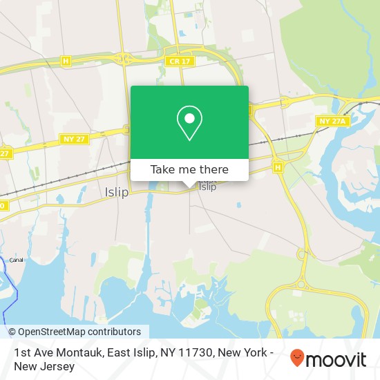 Mapa de 1st Ave Montauk, East Islip, NY 11730