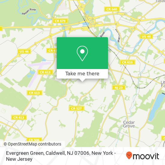 Mapa de Evergreen Green, Caldwell, NJ 07006