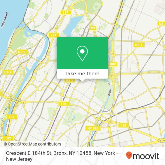 Mapa de Crescent E 184th St, Bronx, NY 10458
