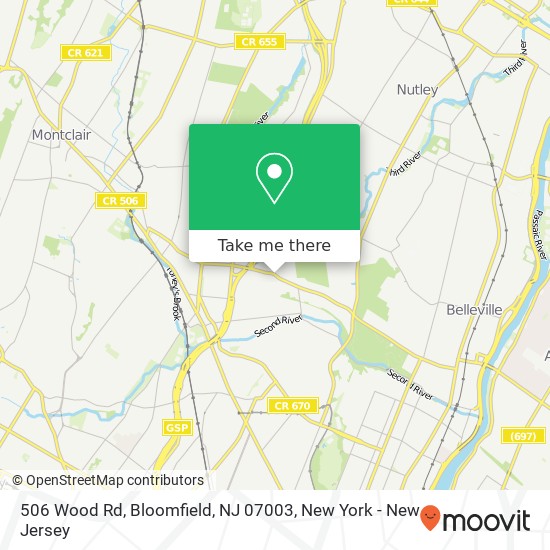 Mapa de 506 Wood Rd, Bloomfield, NJ 07003