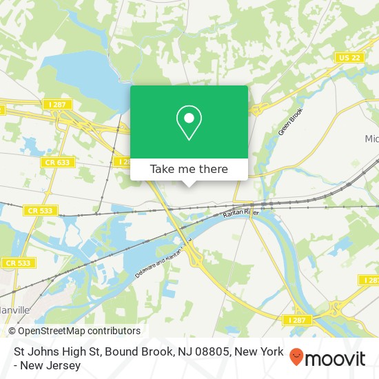 Mapa de St Johns High St, Bound Brook, NJ 08805