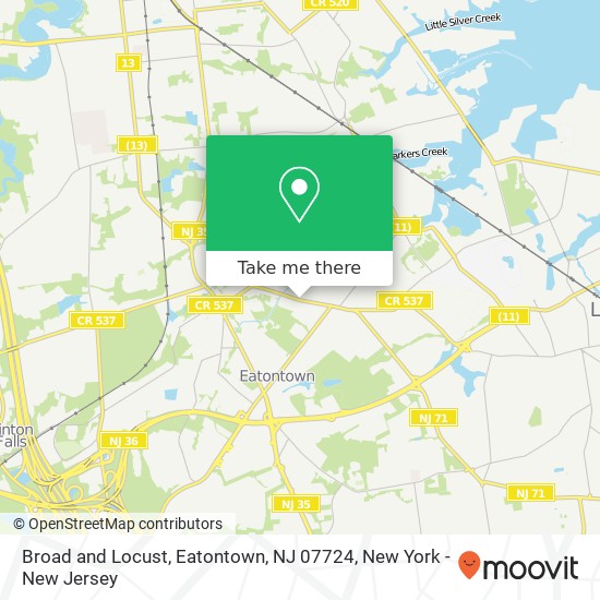 Broad and Locust, Eatontown, NJ 07724 map
