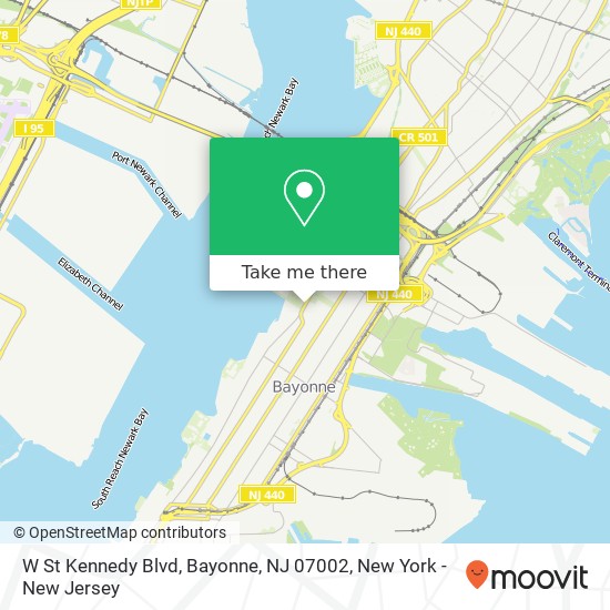 Mapa de W St Kennedy Blvd, Bayonne, NJ 07002