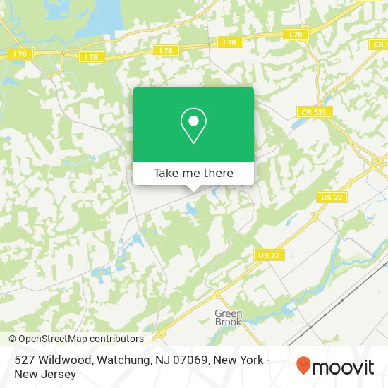 Mapa de 527 Wildwood, Watchung, NJ 07069