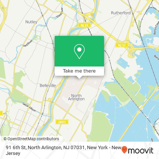 Mapa de 91 6th St, North Arlington, NJ 07031