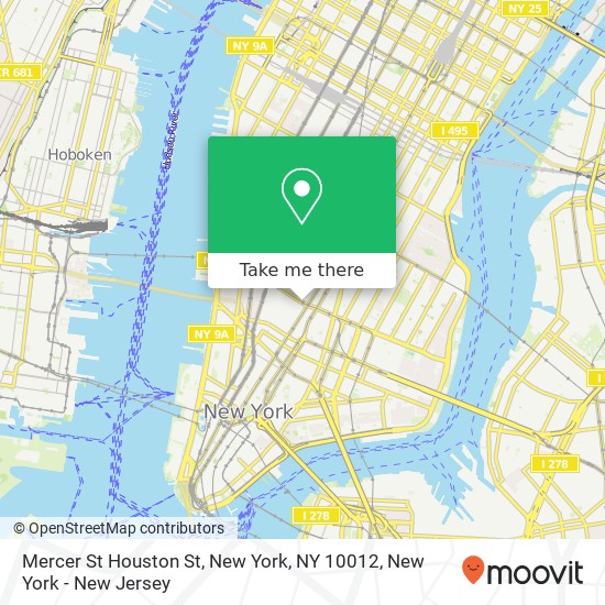 Mercer St Houston St, New York, NY 10012 map