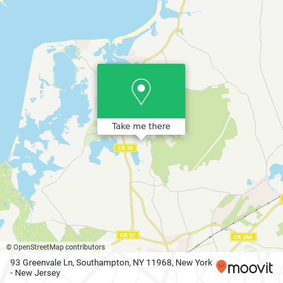 Mapa de 93 Greenvale Ln, Southampton, NY 11968