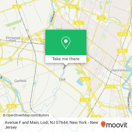 Mapa de Avenue F and Main, Lodi, NJ 07644