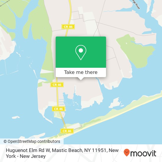 Mapa de Huguenot Elm Rd W, Mastic Beach, NY 11951