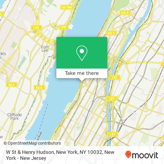 W St & Henry Hudson, New York, NY 10032 map