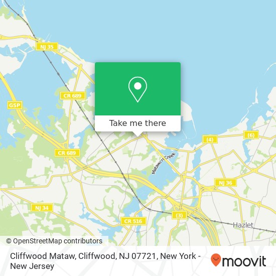 Mapa de Cliffwood Mataw, Cliffwood, NJ 07721