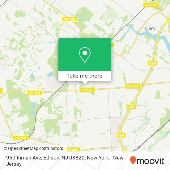 Mapa de 950 Inman Ave, Edison, NJ 08820