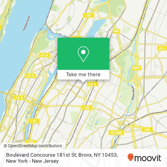 Boulevard Concourse 181st St, Bronx, NY 10453 map