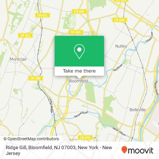Mapa de Ridge Gill, Bloomfield, NJ 07003