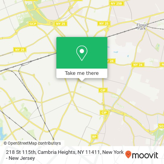 Mapa de 218 St 115th, Cambria Heights, NY 11411