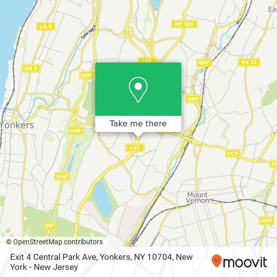 Mapa de Exit 4 Central Park Ave, Yonkers, NY 10704