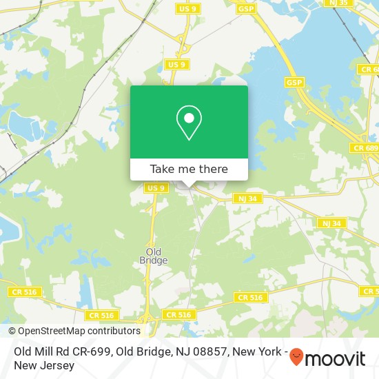 Mapa de Old Mill Rd CR-699, Old Bridge, NJ 08857