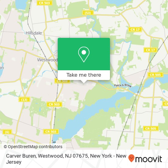 Mapa de Carver Buren, Westwood, NJ 07675