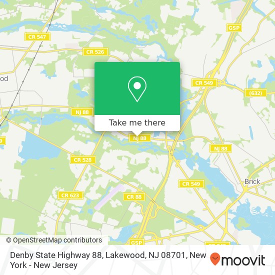 Denby State Highway 88, Lakewood, NJ 08701 map