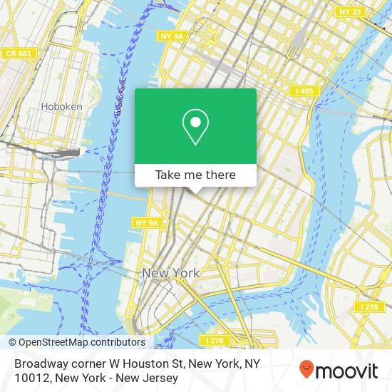 Mapa de Broadway corner W Houston St, New York, NY 10012