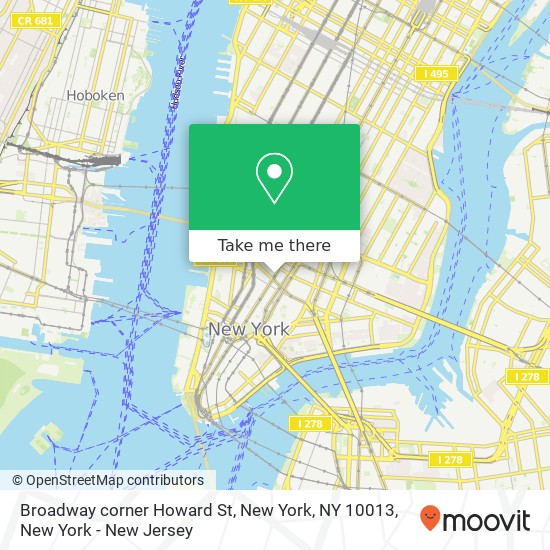 Mapa de Broadway corner Howard St, New York, NY 10013