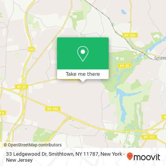 Mapa de 33 Ledgewood Dr, Smithtown, NY 11787