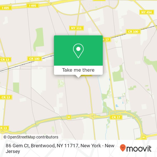 Mapa de 86 Gem Ct, Brentwood, NY 11717