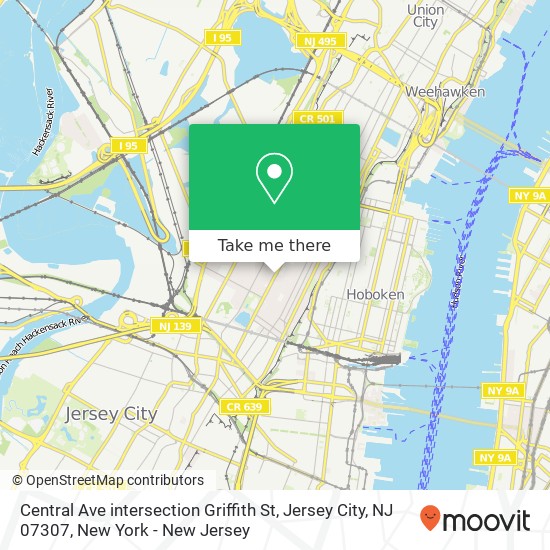 Mapa de Central Ave intersection Griffith St, Jersey City, NJ 07307