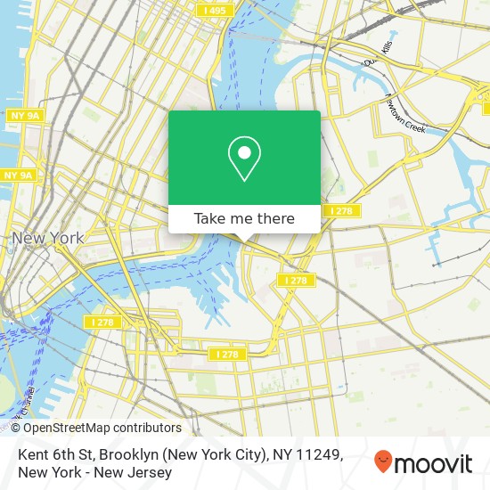 Mapa de Kent 6th St, Brooklyn (New York City), NY 11249