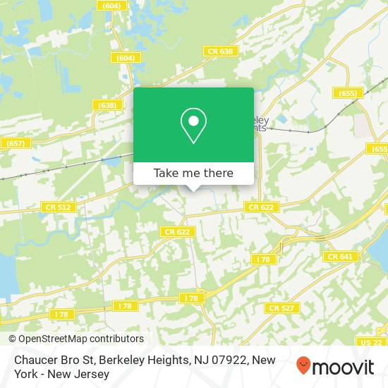 Mapa de Chaucer Bro St, Berkeley Heights, NJ 07922