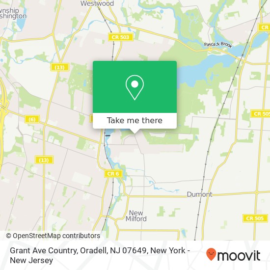 Mapa de Grant Ave Country, Oradell, NJ 07649