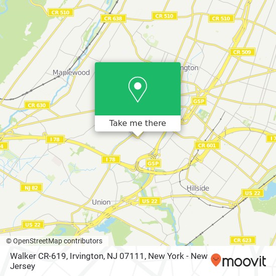 Mapa de Walker CR-619, Irvington, NJ 07111