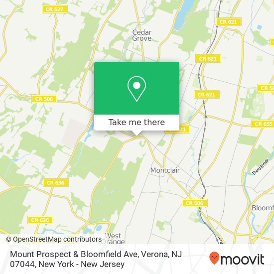 Mapa de Mount Prospect & Bloomfield Ave, Verona, NJ 07044