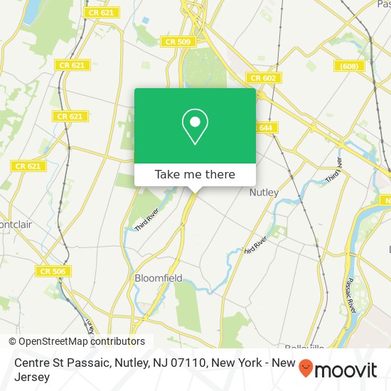 Mapa de Centre St Passaic, Nutley, NJ 07110