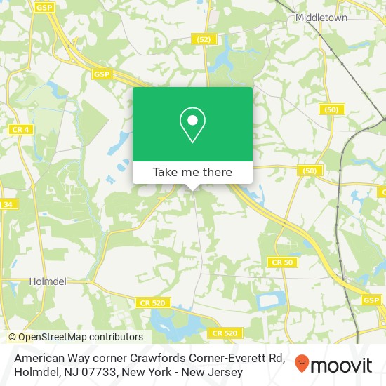 Mapa de American Way corner Crawfords Corner-Everett Rd, Holmdel, NJ 07733