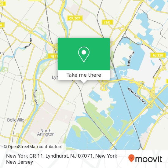 Mapa de New York CR-11, Lyndhurst, NJ 07071