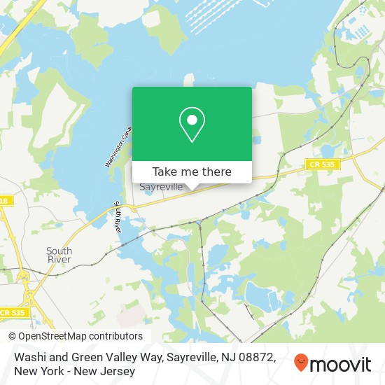 Mapa de Washi and Green Valley Way, Sayreville, NJ 08872