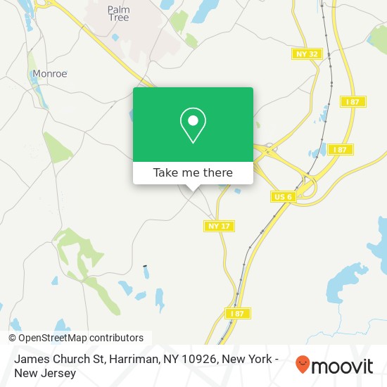 Mapa de James Church St, Harriman, NY 10926