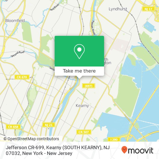 Mapa de Jefferson CR-699, Kearny (SOUTH KEARNY), NJ 07032