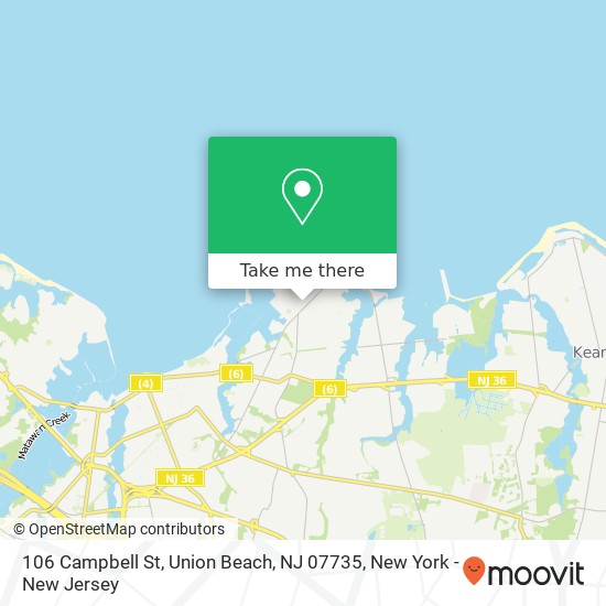Mapa de 106 Campbell St, Union Beach, NJ 07735