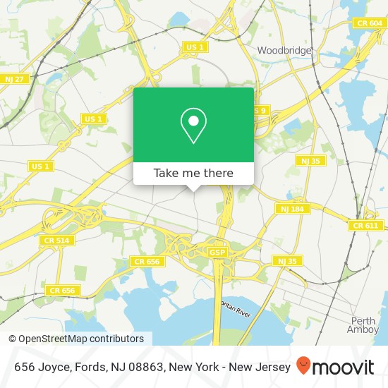 Mapa de 656 Joyce, Fords, NJ 08863