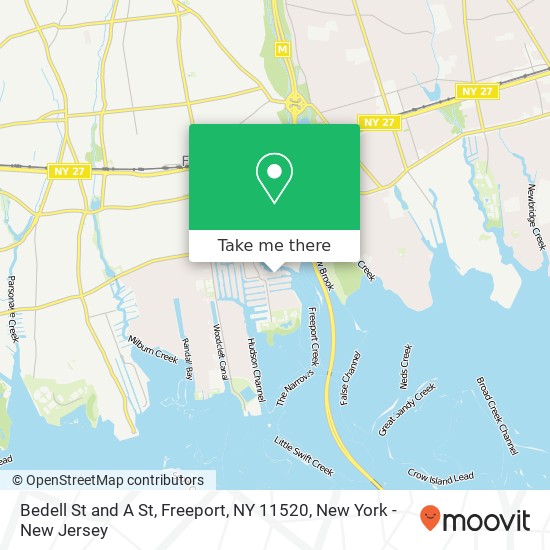 Mapa de Bedell St and A St, Freeport, NY 11520