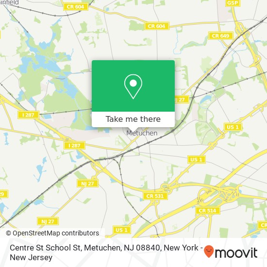 Centre St School St, Metuchen, NJ 08840 map