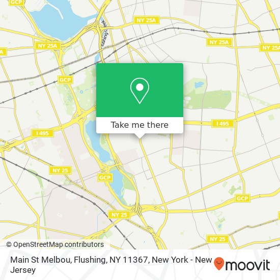 Mapa de Main St Melbou, Flushing, NY 11367