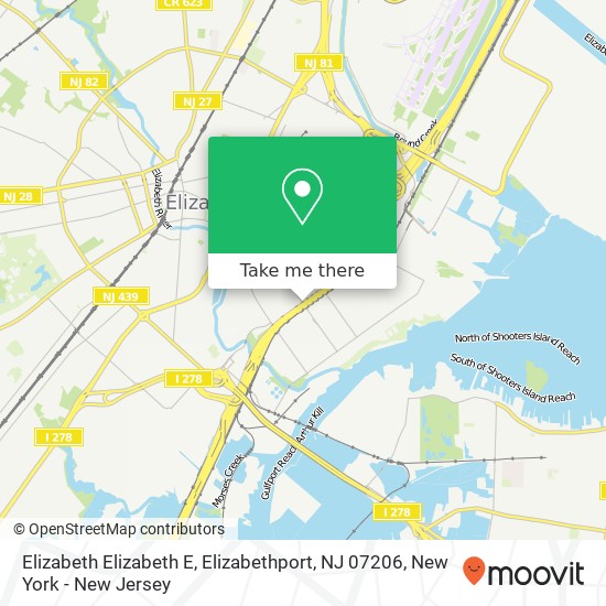 Mapa de Elizabeth Elizabeth E, Elizabethport, NJ 07206