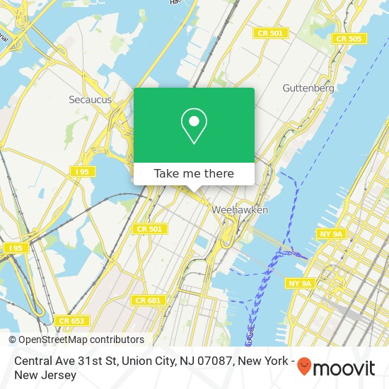Mapa de Central Ave 31st St, Union City, NJ 07087