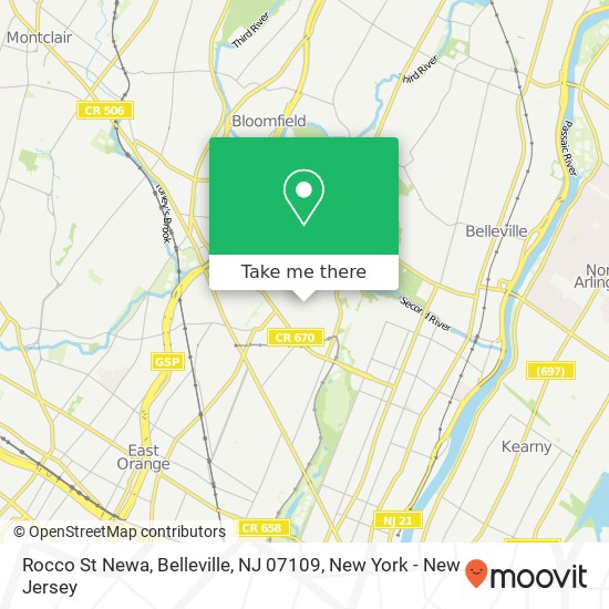 Mapa de Rocco St Newa, Belleville, NJ 07109