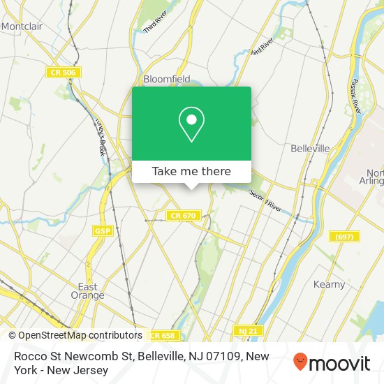Mapa de Rocco St Newcomb St, Belleville, NJ 07109