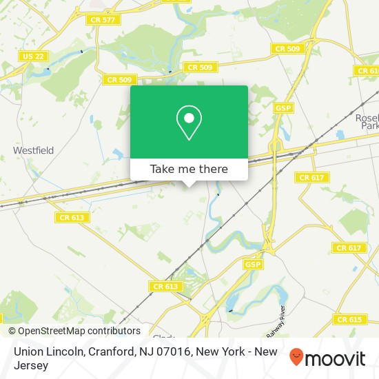 Union Lincoln, Cranford, NJ 07016 map